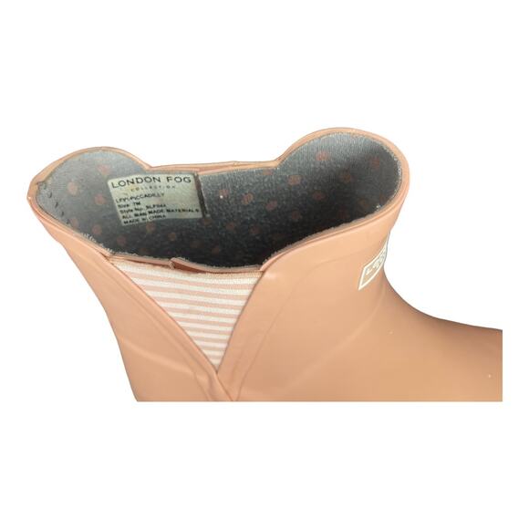 London Fog Piccadilly Pink Short Rubber Rain Boots Pull -On Size 7 - Picture 6 of 6